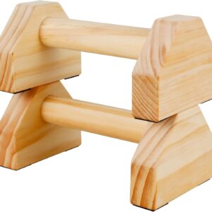 Wooden Push-up Bars, 1 Pair Non-slip Base Pushup Handles Stand, Home Workout Calisthenics Equipment, Push up Bracket Board with Ergonomical Handle, Wooden Parallettes Bars for Fitness Training