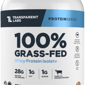 Transparent Labs Grass-Fed Whey Protein Isolate – Naturally Flavored, Gluten Free Whey Protein Powder with 28g of Protein per Serving & 9 Amino Acids – 30 Servings, Oatmeal Chocolate Chip Cookie