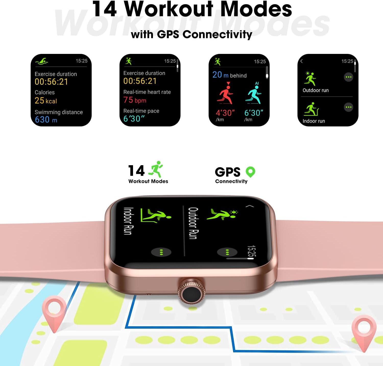 Fitness Tracker Watch, Step Tracker with Heart Rate, Blood Oxygen Sleep Monitor, 5ATM Waterproof Pedometer, Step Calorie Counter, Health Fitness Watch for Sports, Activity Tracker for Women Men - Image 4
