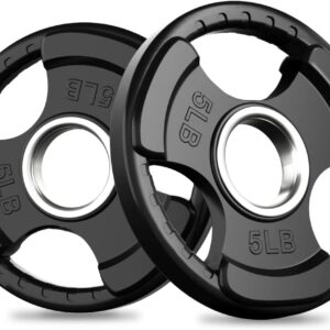 RitFit Olympic Rubber Grip Plates for Barbell, 2-Inch Weight Plates for Weightlifting and Strength Training in Home & Gym, Single, Pair and Sets(2.5/5/10/25/35/45 LB)