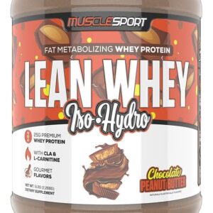 Musclesport Lean Whey Revolution™ Protein Powder – Whey Protein Isolate – Low Calorie, Low Carb, Low Fat, Incredible Flavors – 25g Protein per Scoop – 5lb Chocolate Peanut Butter