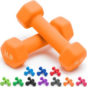 Portzon Weights Dumbbells 10 Colors Options Compatible with Set of 2 Neoprene Dumbbells Set,1-15 LB, Anti-Slip, Anti-roll, Hex Shape