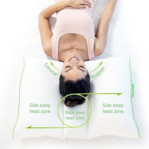 Sleep Yoga Dual Position Neck Design, Hypoallergenic, Ergonomically Designed Cervical Pillow to Help Improve Posture, Flexibility, and Sleep Quality, Medium Soft, White