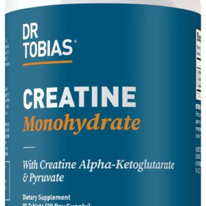 Dr. Tobias Creatine Monohydrate Pills | 5g Complex with Creatine Alpha-Ketoglutarate & Pyruvate | Muscle Strength, Energy & Recovery | 90 Tablets