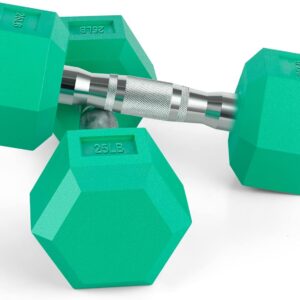 Portzon 8 Colors Options Compatible with Set of 2 Rubber Dumbbell Weight, 5-50 LB, Anti-Slip, Anti-roll, Hex Shape