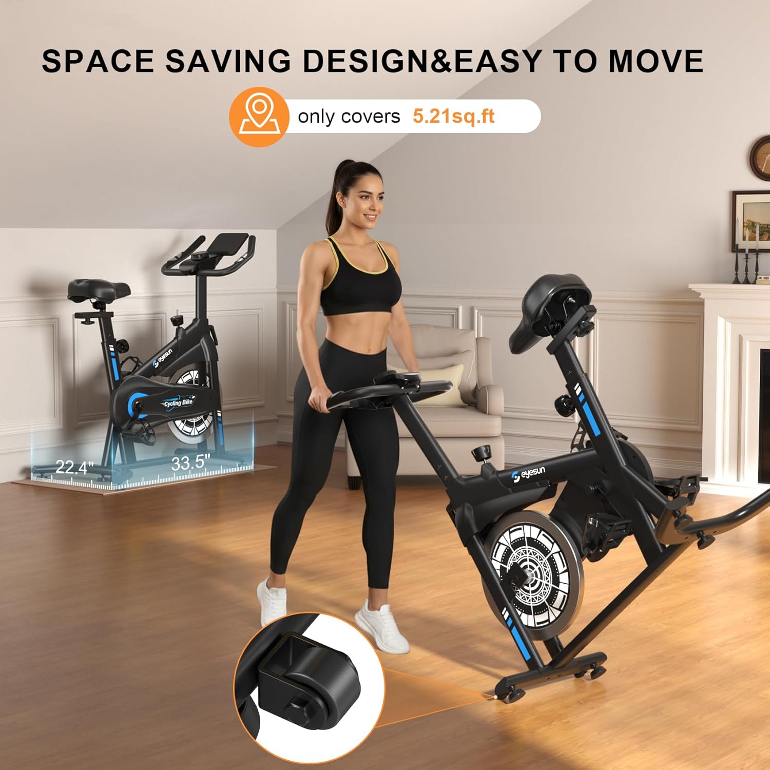 Exercise Bikes for Home,Indoor Cycling Bike with Adjustable Magnetic,Brake Pad Resistance Silent Belt Drive,330lbs Weight Capacity &Upgraded Version Seat for Home Cardio&Weight Loss - Image 8