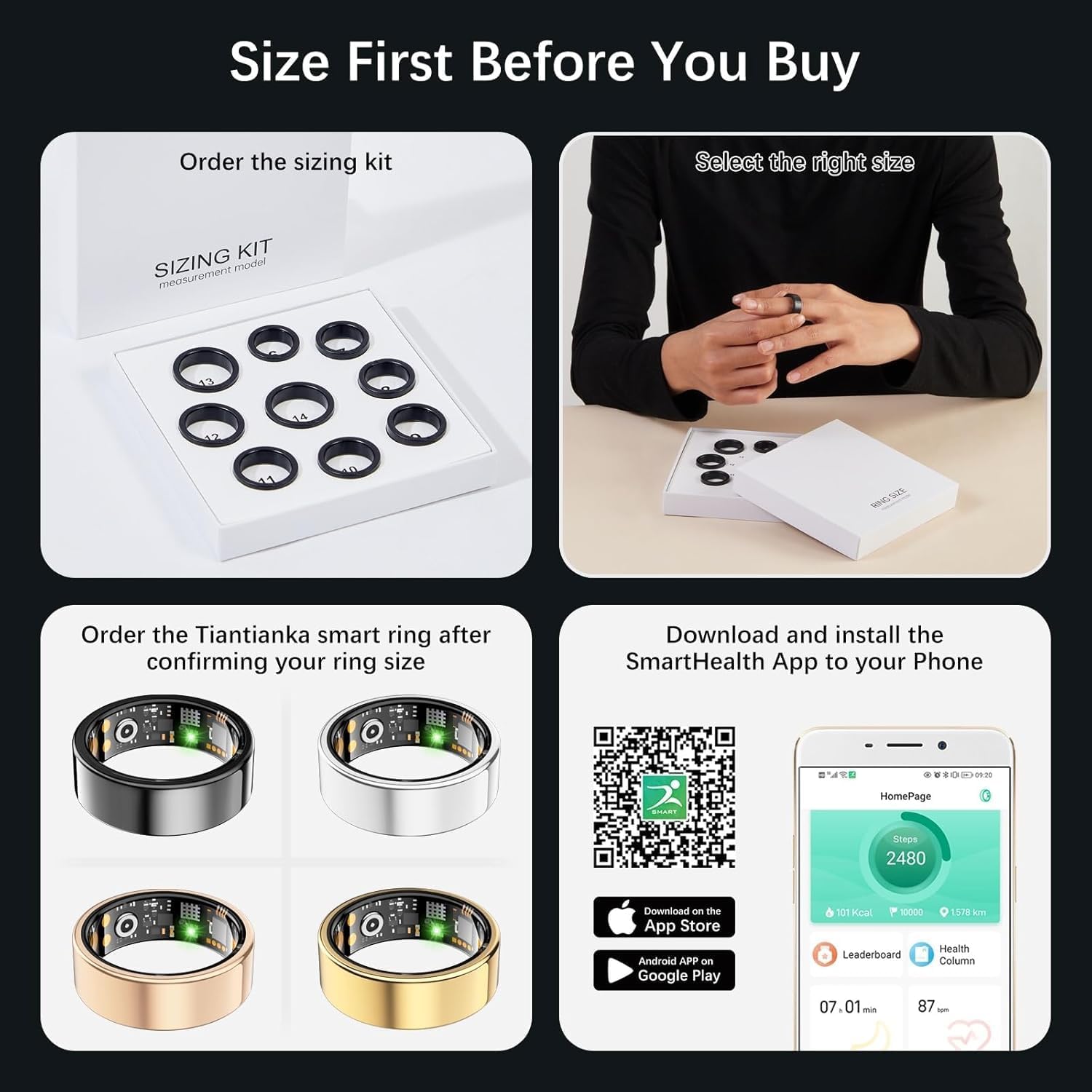 Ring Health Tracker for Women Men, Fit Ring with Heart Rate, Blood Oxygen, Sleep Monitor, Calories, Step Counter, IP68 Waterproof Smart Ring for iPhone & Android, No Subscription Fee (Rose Gold, 10#) - Image 9