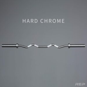 Rep Fitness Hard Chrome EZ Curl Barbell with Choice of Rubber-Coated Olympic Weight Plate Set