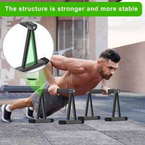 Dolibest Push Up Bar, 12” High Parallettes Bars with 8 Rubber Feet & Comfortable Handle, Dip Bars with Stable Triangle Base for Calisthenics, Handstand, Gym & Home Exercise, Easy Assembly (600LB)