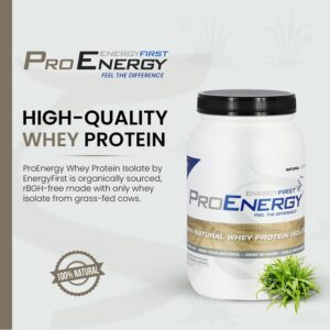 EnergyFirst Natural Grass Fed Whey Protein Isolate Powder, Unflavored Protein Powder, ProEnergy Protein Shake for Meal Replacement & Post Workout Recovery, Non-GMO, Sugar & Gluten Free 36 Servings