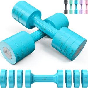 Sportneer Adjustable Dumbbells Hand Weights Set: 5 lb Dumbbell Set of 2 Each 2lb 3lb 4lb 5lb Free Weights Fast Adjust Weight 4 In 1 Weights Dumbbells Set for Women Men Home Gym Exercise Training