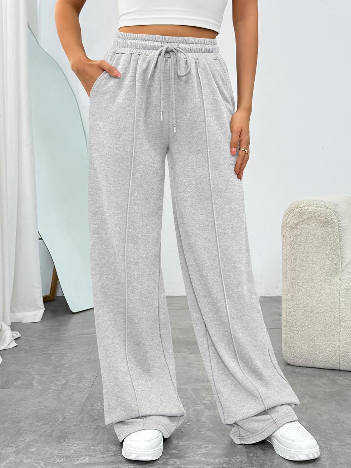 Trendy Queen Womens Wide Leg Sweatpants Baggy Loose Fall Barrel Casual Lounge Athletic Pants Comfy Teen Girl Cute Joggers - Image 2