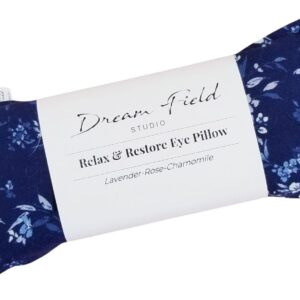 Lavender Eye Pillow for Relaxation – Organic Aromatherapy – Flaxseed Eye Mask – Microwave or Freeze – Handmade Floral Cotton Pillow | Blue Cottagecore Print