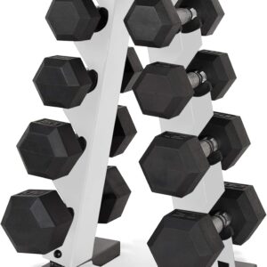 CAP Barbell 150 LB Coated Hex Dumbbell Weight Set with Vertical Rack | Multiple Options