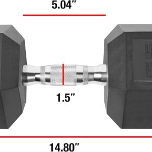 WF Athletic Supply Rubber Coated Solid Steel Cast-Iron Pair Dumbbells, Rubber Hex Dumbbells, Hex Weights Dumbbells for Muscle Toning, Full Body Workout, Home Gym Dumbbells, Pair