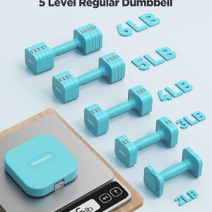 FEIERDUN 5-in-1 Adjustable Dumbbell Set of 2, 12LBS/20LBS Hand Weights for Women, 1s-Adjust Dual-Stable Dumbbell Set for Women Home Gym & Outdoor