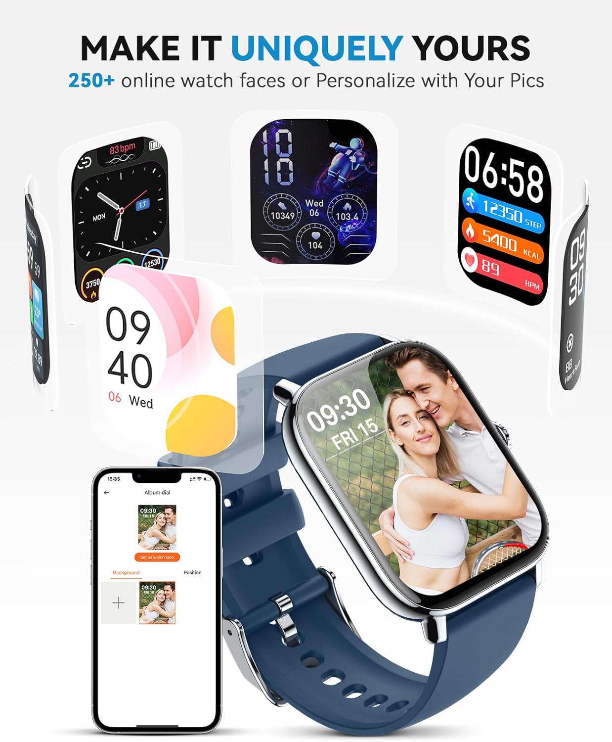 Smart Watch for Women Men- Answer/Make Call, 2025 IP68 Waterproof Fitness Step Sleep Tracker Watch with Monitor Activity Counter Smartwatch for Andriod iPhone iOS Samsung Compatible - Image 5