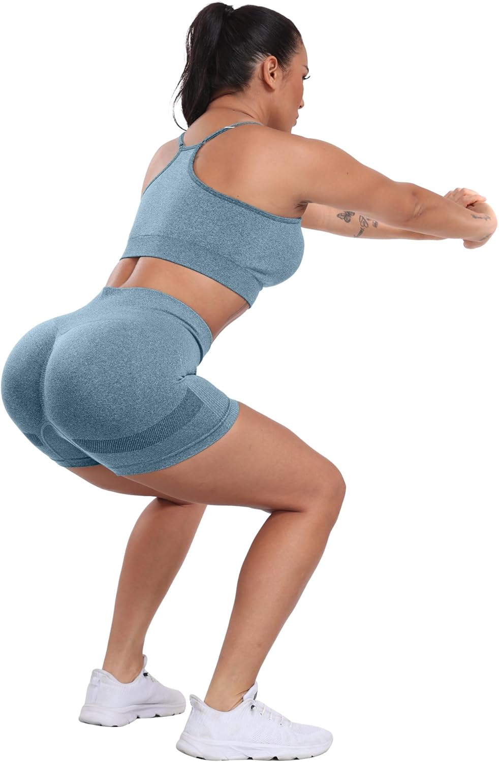 CHRLEISURE Women's 4 Packs Workout Gym Shorts, High Waisted Butt Lifting Scrunch Butt Seamless Booty Shorts - Image 6