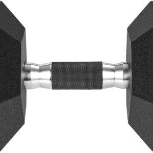 LIFERUN Rubber Grip Dumbbells Rubber Coated Cast Iron, with Anti-Slip Hex Black Dumbbell, Free Weights Dumbbell Set, 60lb/ 65lb/ 70lb/ 75lb dumbbell Single