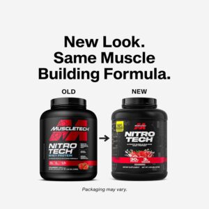Muscletech Whey Protein Powder (Strawberry, 4 Pound) – Nitro-Tech Ultimate Muscle Building Formula with Whey Protein Isolate – 30g of Protein, 3g of Creatine & 6.8g of BCAA – Packaging May Vary