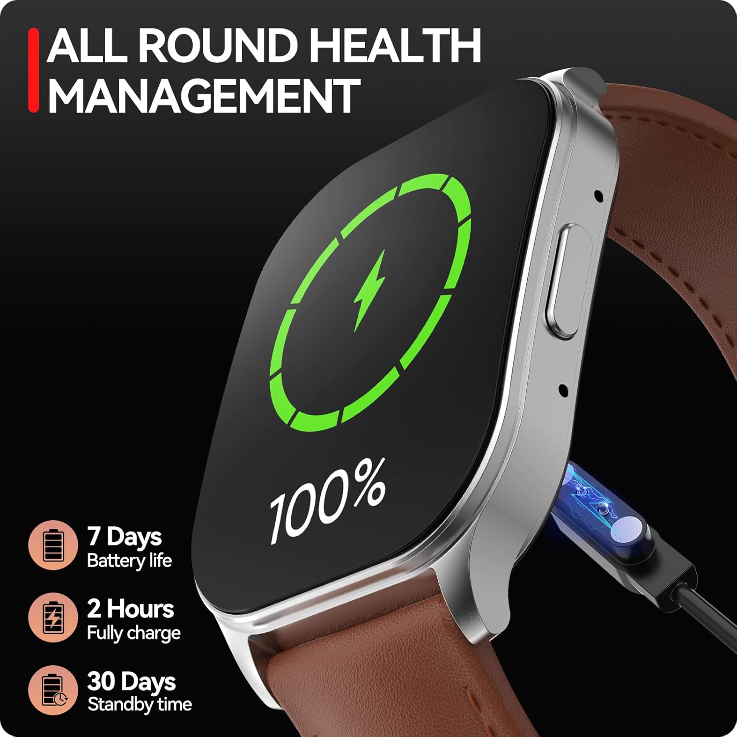 anyloop Smart Watch for Men Women, 1.96" AMOLED Display, Fitness Watch(Answer/Make Call) with Heart Rate Sleep SpO2 Monitor,IP68 Waterproof Activity Trackers and Smartwatches for iOS and Android - Image 7