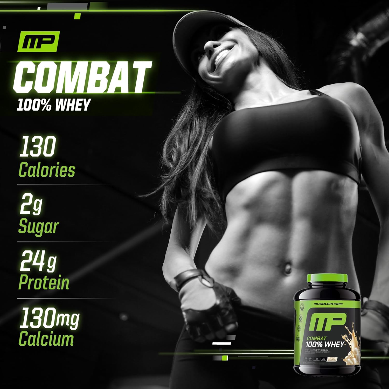 MusclePharm Combat 100% Whey Protein Powder, Vanilla Flavor, Fast Recovery & Muscle Gain with Whey Protein Isolate, High Protein Powder for Women & Men, Gluten Free, 5 lb, 70 Servings - Image 5