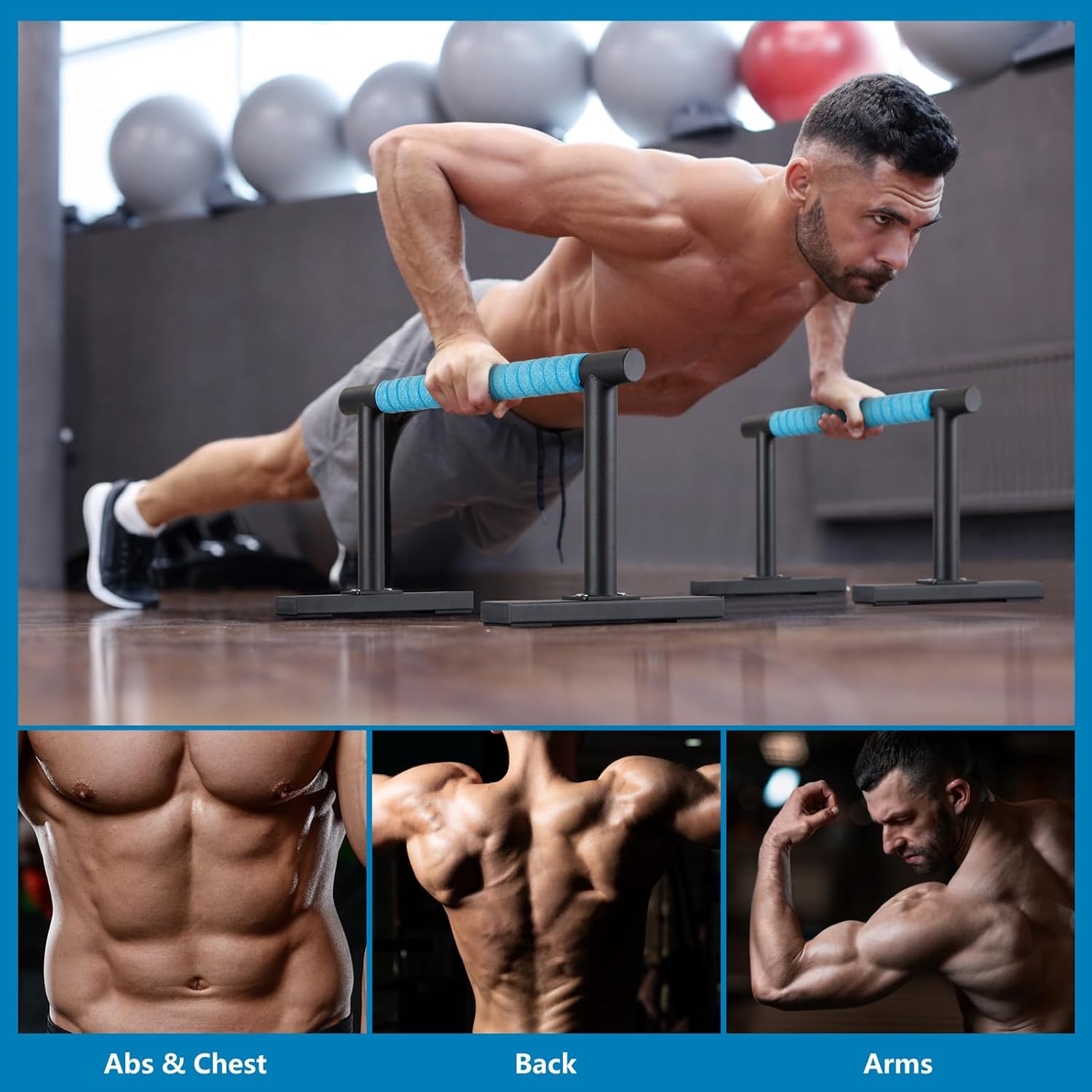Strength Training Parallettes I-Sit Push Up Bars, Pushup Handles Calisthenics Equipment for Home Workout, Anti-slip Gymnastics Bars, Handstand & Dip Bar for Outdoor Exercise - Image 4