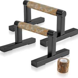 T Shape Floor Stand Wood Push Up Handle Bars for Men, Strength Training Pushup Stands Parallettes Bars with Sturdy Metal Bracket for Calisthenics, Fitness, Gymnastics, Workouts, Calistenia