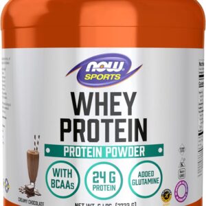 NOW Foods Sports Nutrition, Whey Protein, 24 g With BCAAs, Creamy Chocolate Powder, 6-Pound