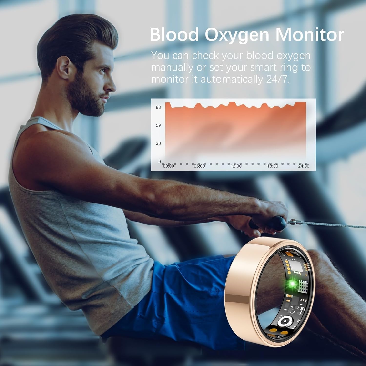 Ring Health Tracker for Women Men, Fit Ring with Heart Rate, Blood Oxygen, Sleep Monitor, Calories, Step Counter, IP68 Waterproof Smart Ring for iPhone & Android, No Subscription Fee (Rose Gold, 10#) - Image 6