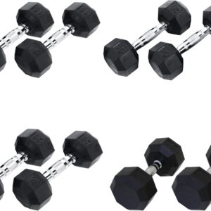 Ader Octagon Rubber Coated Dumbbell 15, 20, 25, 30 Lbs 4 Pairs 180 Lb