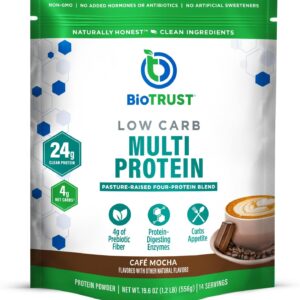 BioTrust Low Carb Protein Powder – Delicious Whey & Casein Blend from Grass-Fed Hormone Free Cows – Non GMO, Gluten Free (Cafe Mocha)