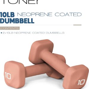 Tone Fitness Neoprene Dumbbell Weight Pairs with Anti-Roll Square Head | Multiple Options