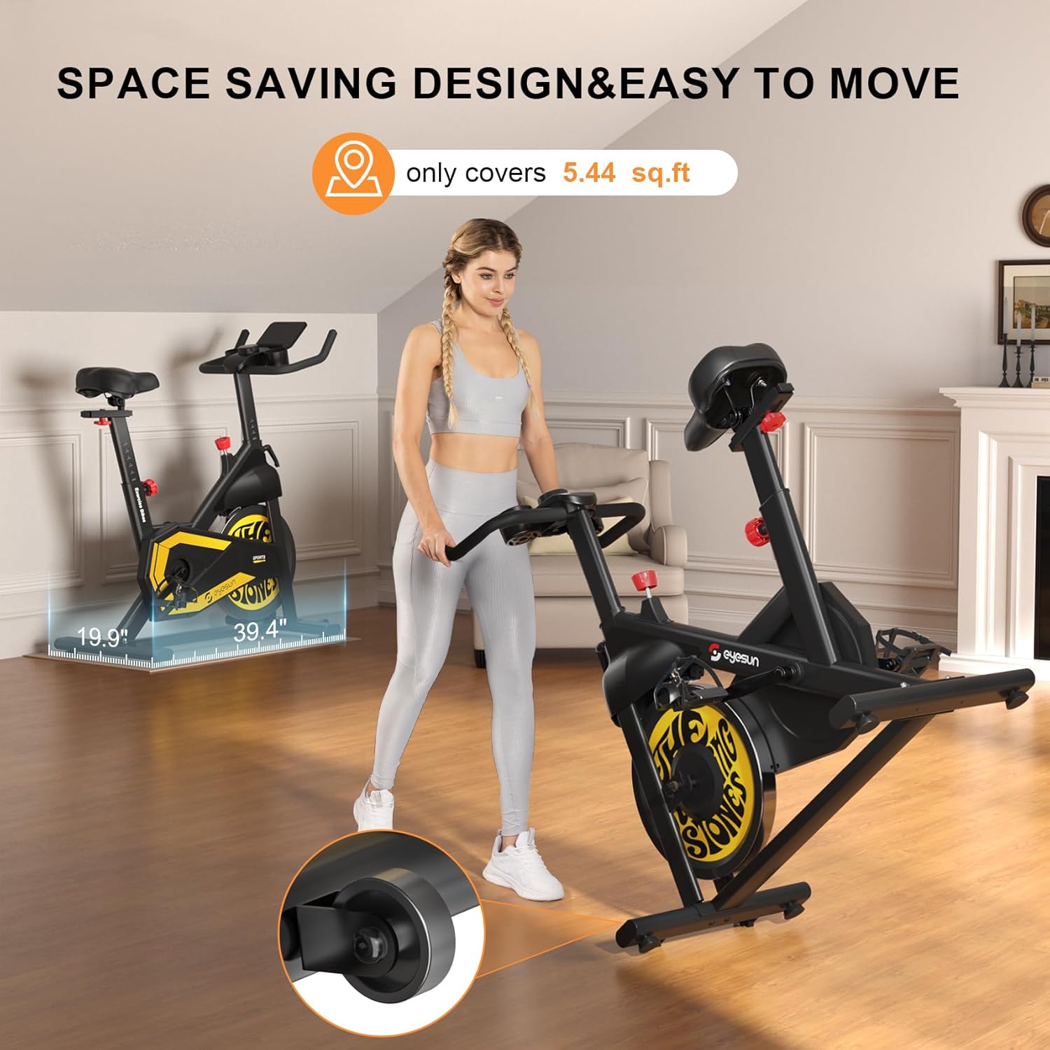 Exercise Bikes for Home,Indoor Cycling Bike with Adjustable Magnetic,Brake Pad Resistance Silent Belt Drive,330lbs Weight Capacity &Upgraded Version Seat for Home Cardio&Weight Loss - Image 9