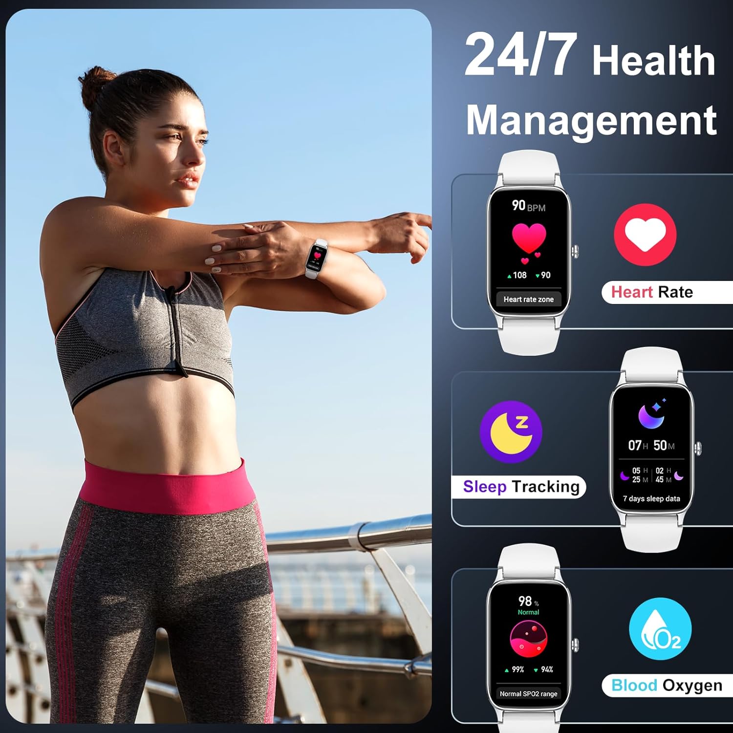 Smart Watch for Men Women(Answer/Make Call), 2025 HD Touch Fitness Activity Tracker 1.57” Smartwatch with Heart Rate/Sleep Monitor/Pedometer/113+ Sports, IP68 Waterproof Fitness Watch for Android iOS - Image 3
