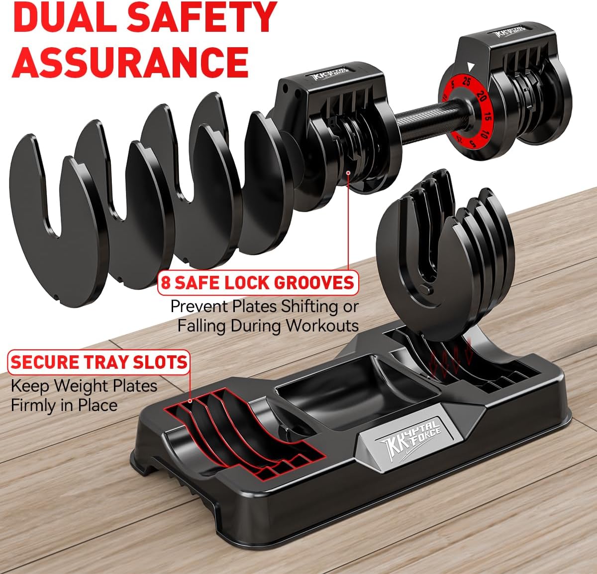 25/55lbs Adjustable Dumbbells Set, Dumbbells with Anti-Slip Metal Handle for Exercise & Fitness Fast Adjust Weight for Full Body Workout Fitness - Image 6
