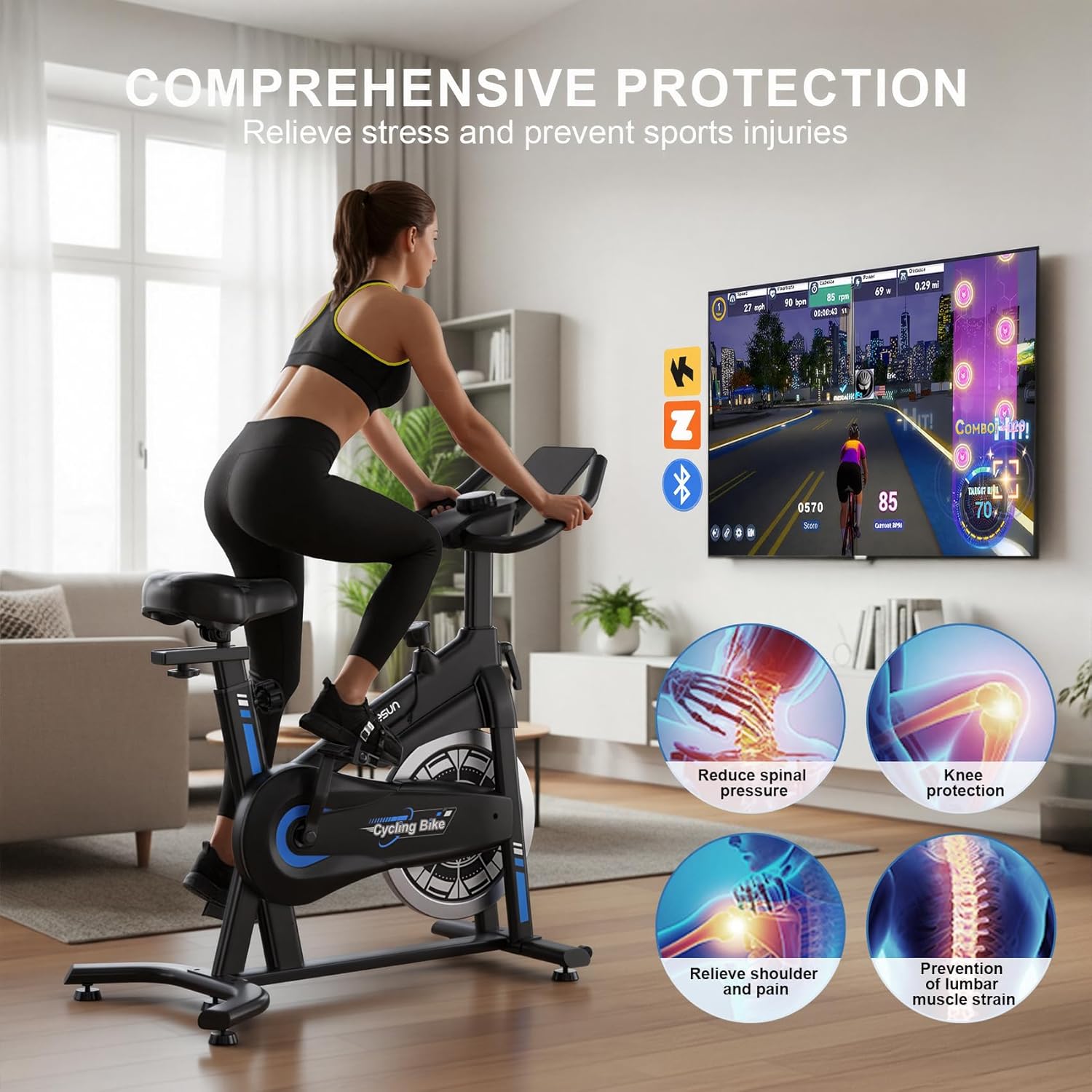 Exercise Bikes for Home,Indoor Cycling Bike with Adjustable Magnetic,Brake Pad Resistance Silent Belt Drive,330lbs Weight Capacity &Upgraded Version Seat for Home Cardio&Weight Loss - Image 5