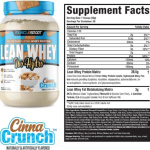 Musclesport Lean Whey Revolution™ Protein Powder – Whey Protein Isolate – Low Calorie, Low Carb, Low Fat, Incredible Flavors – 25g Protein per Scoop – 2lb Cinna Crunch