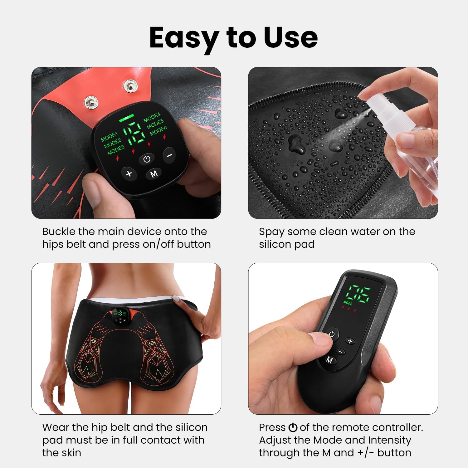 FOPIE Electronic Muscle Stimulator HIPS Trainer, ABS Stimulator Smart Wearable Butt Lifting Machine, Intelligent Wireless Fitness Apparatus l10, Black, FL-300V - Image 3