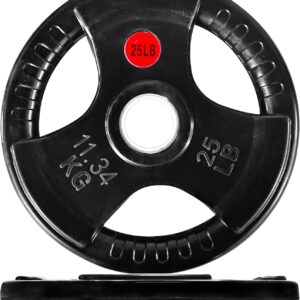 Fitvids Olympic 2-Inch Cast Iron Plate Weight Plate for Strength Training and Weightlifting, Rubber Coated Style, 25LB Pair