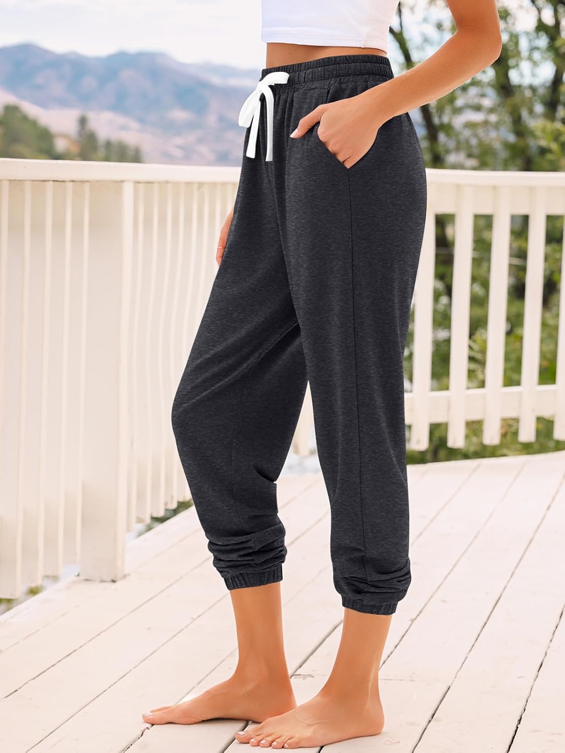 AUTOMET Women‘s High-Waisted Sweatpants with Pockets, Loose Lounge & Pajama Pants for Fall, Winter, Spring Yoga Travel - Image 3