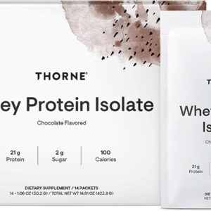 THORNE – Whey Protein Isolate – 21 Grams of Easy-to-Digest Whey Protein Powder – NSF Certified for Sport – Chocolate – 14.79 Ounces – 14 Packets