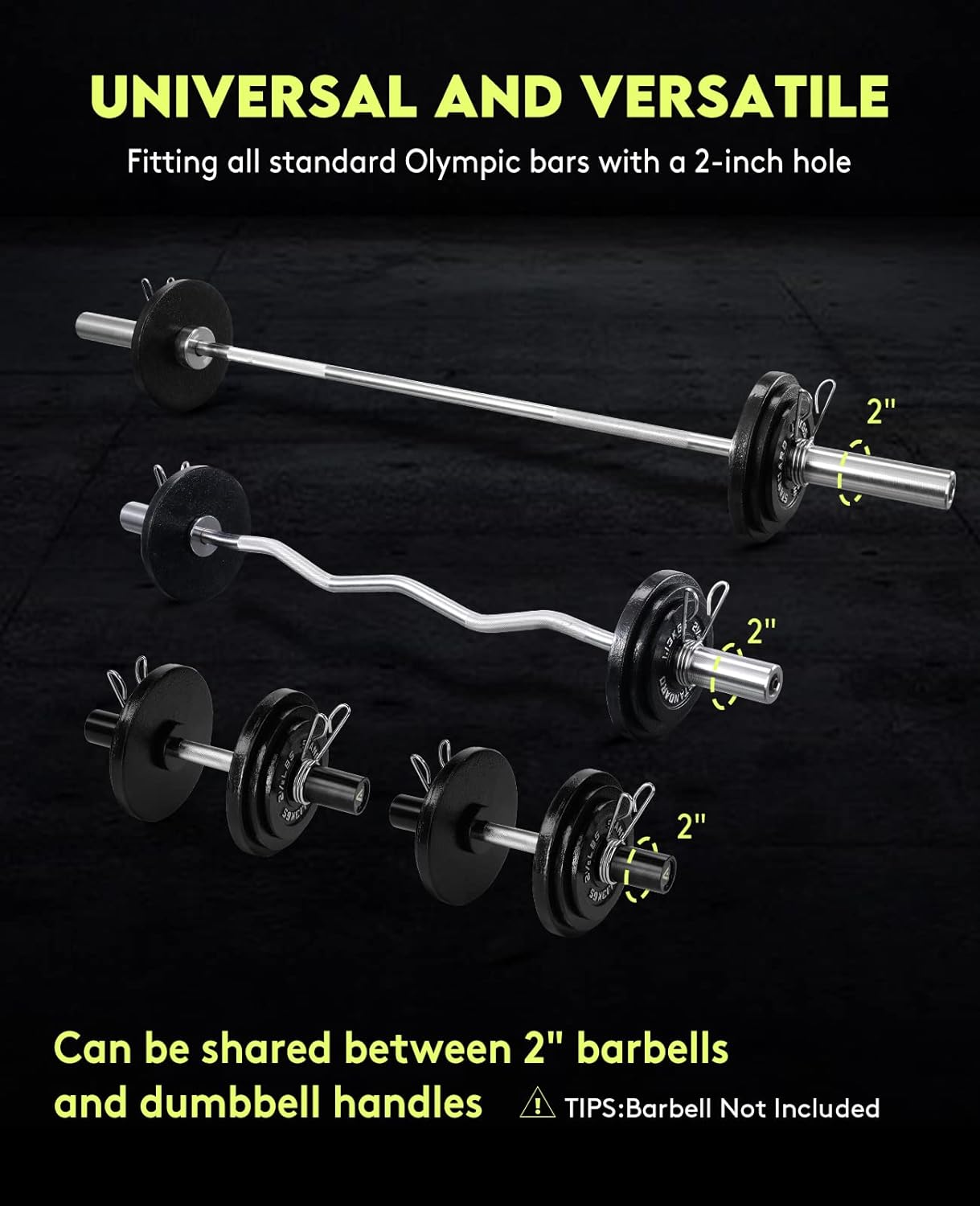 Cast Iron 2-Inch Olympic Weight Plates Set for Strength Training, Barbell Free Weight Plate Set for Weightlifting in Home Gym, Multiple Sizes From 2.5LB to 40LB - Image 5