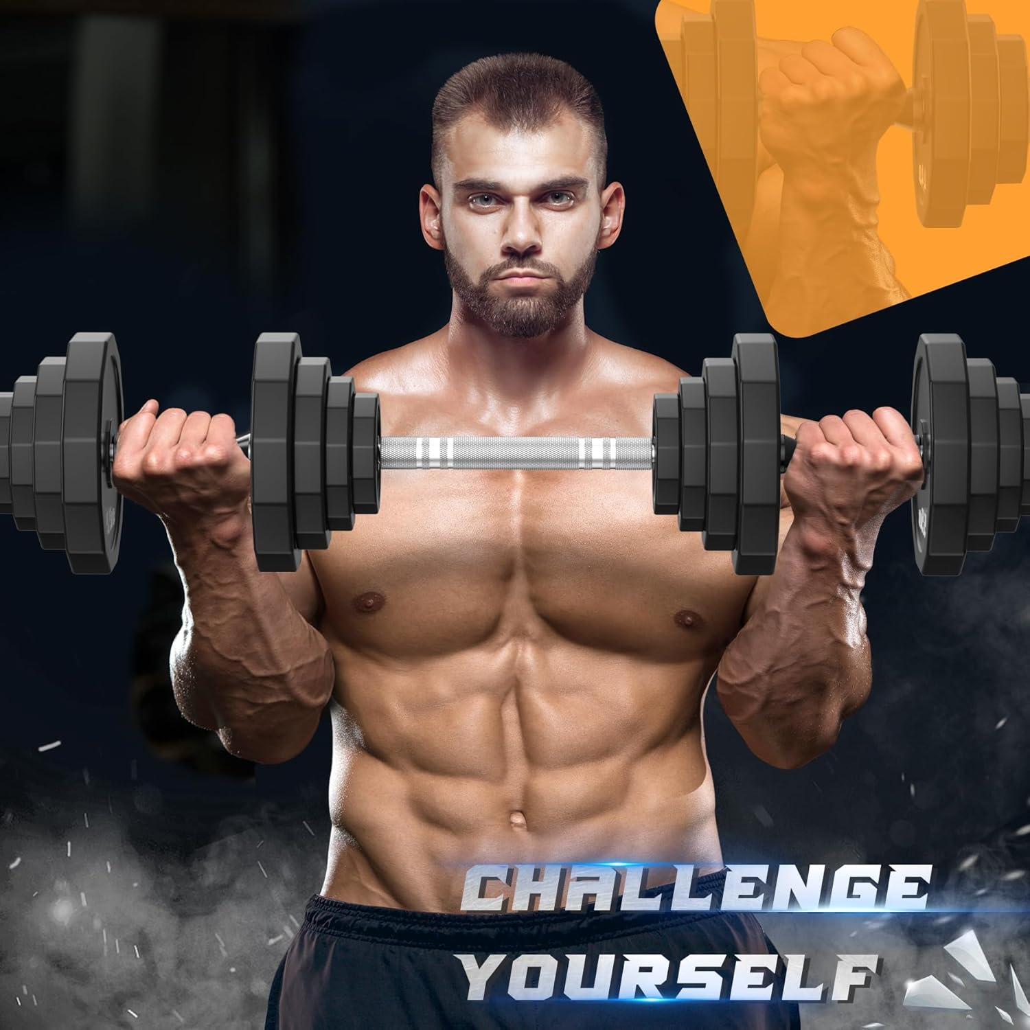 KISS GOLD Weights Dumbbells Set, Adjustable Dumbbell Sets 22Lbs 44Lbs 66Lbs 88Lbs with Solid Steel, Barbell Free Weight Set with Connector Workout Home Gym Equipment for Men Women Strength Training Shaping - Image 8