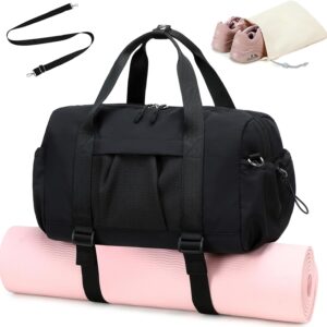 LEDAOU Small Gym Bag for Women, Mini Duffle Bag with Yoga Mat Holder Lightweight Carry On Sports Bag with Separate Shoe Pocket and Wet Pocket Duffel Bags Dance Yoga Workout Bag