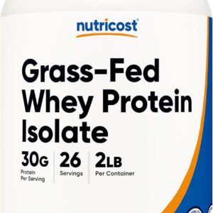 Nutricost Grass-Fed Whey Protein Isolate (Unflavored) 2LBS – Non-GMO, Gluten Free, Pure Protein
