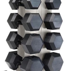 CAP Barbell Rubber Coated Hex Dumbbell Set with Vertical Rack | 100-300 lbs Free Weights Dumbbells Set for Home Gym | Multiple Options