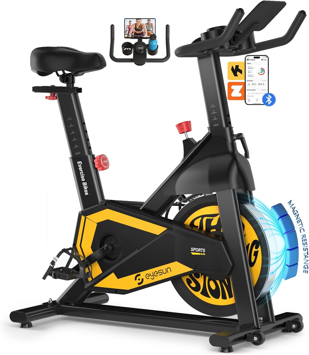 Exercise Bikes for Home,Indoor Cycling Bike with Adjustable Magnetic,Brake Pad Resistance Silent Belt Drive,330lbs Weight Capacity &Upgraded Version Seat for Home Cardio&Weight Loss - Image 2