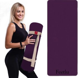 Extra Thick 12mm Exercise Mat – Non-Slip, Joint-Friendly & Cushioned Fitness Mat for Yoga, Pilates & Floor Workouts – Durable, Supportive & Includes Feetlu Classic Strap