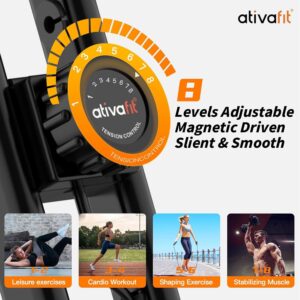 ATIVAFIT Exercise Bike Foldable Fitness Indoor Cycling Bike Magnetic 3 in 1 Upright Recumbent Exercise Bike with Resistance Bands for Home Workout